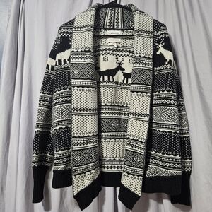 Cambridge Dry Goods, Lambs Wool Blend,‎ Fair Isle Reindeer Cardigan, Lg, Warm
